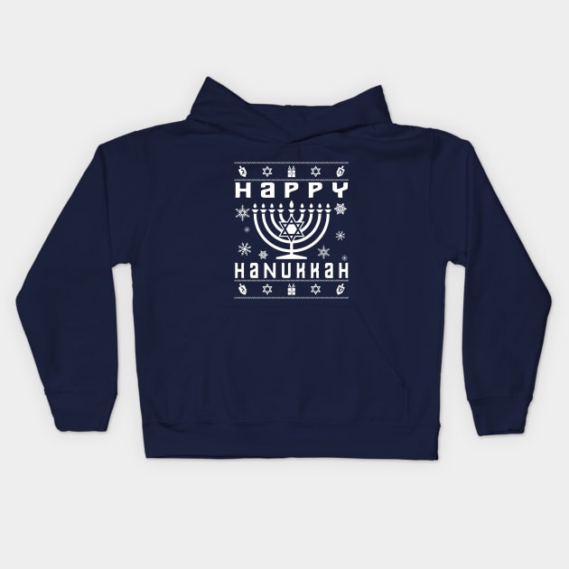 Happy Hanukkah Ugly Christmas Kids Hoodie by EthosWear